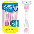 Gillette Venus Sensitive Disposable Razors for Women with Sensitive Skin, Delivers Close Shave with Comfort, 6 Count (Pack of 1)