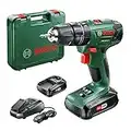 Bosch Home and Garden Cordless Combi Drill PSB 1800 LI-2 (2 x 18 volt batteries, 20 torque settings, drill and impact function, in carrying case)