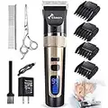 Gimars Quiet Rechargeable Cordless Electric Dog Hair Clippers, Powerful Pet Shaver Hair Clippers Dog Trimmers Shears Set with Comb Guides Scissors for Dogs Cats Pets Cat, Horse