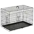 PawHut Hundekäfig Transportkäfig Drahtkäfig Hundebox Transportbox Reisebox mit 2 Türen Schwarz 76x53x57 cm