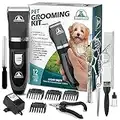 Pet Union - Kit toelettatura cani professionale - Tecnologia senza fili con testine - Ricaricabile - Bassa emissione di rumore - Adatto a cani, gatti ed altri animali domestici - Grigio