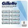 Gillette SkinGuard Sensitive, Peau Sensible Recharges De Lames De Rasoir Homme, 8 Recharges De Lames, Nouvelle Bande Lubrifiante, Compatible Avec Manches Fusion