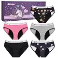 Rovtop Lot de 5 Culotte Menstruelle en Coton pour Fille Culotte Incontinence pour Enfants Adolescente Culotte Périodiques Lavable 14-16 Ans Taille XL