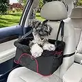 ROODO Pet Dog Car Seat Metal Frame with Safety Rope Removable Washable Pad Fits 18 LBs Dog Car Booster Seat (Special Black)