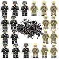 20 Pcs Army Military Mini Figures Building Kit,Weapons Mini Figures WW2 Military Set Fit,Roleplay Gift for Boys Girls