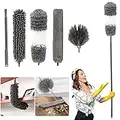 5 PCS Microfiber Duster Kit,Extendable Long Duster with Telescoping Extension Pole (30 to 100 Inch), Washable Thin Duster for Cleaning Ceiling Fan, Blinds, Cobwebs, Baseboards,Furniture