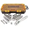 DEWALT Socket Set, 1/4-Inch & 3/8-Inch Drive, SAE/Metric, 34-Piece (DWMT73804)