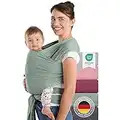 Laleni Tragetuch Baby Neugeborene aus 100% Bio-Baumwolle - Babytragetuch OEKO-TEX Zertifiziert bis 15 kg, Einfach Anzuziehen für Mütter und Väter, Waschmaschinengeeignet, Grün