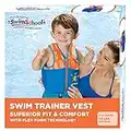 New SwimSchool Swim Trainer Vest – Small/Medium Max 33 Pounds – Kids Swim Vest with Padded Shoulders – Comfortable Flex-Form-Fit Design with Adjustable Safety Strap – Blue/Orange