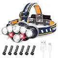 LED Headlamp Rechargeable, 18000 Lumens Bright Camping Head Light with 8 Working Modes, Waterproof Head Flashlight for Camping, Hiking, Cycling, Hunting, Running Outdoors