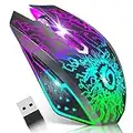 VersionTECH. Wireless Gaming Mouse Rechargeable Computer Mouse Mice Souris with Colorful LED Lights Silent Click 2.4G USB Nano Receiver 3 Level DPI for PC Gamer Laptop Desktop Chromebook Mac