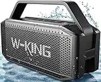 Bluetooth Speaker, W-KING 60W RMS(80W Peak) Portable Loud Bluetooth Speaker with Deep Bass, IPX6 Waterproof Outdoor Powerful Speaker, Bluetooth 5.0, 40H Playtime, Power Bank, TF Card, AUX, NFC, EQ