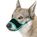 FAYOGOO Muselière pour chien de petite, moyenne et grande taille, muselière pour chien pour mordre aboyer et mâcher chiot Muselière en nylon maille souple respirante réglable anti-chute – Vert (L)