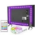 BASON Retroilluminazione TV a LED, striscia LED BASON USB 2,5 m/8,2 piedi per 32-58 pollici, TV a strisce LED RGB fai-da-te Illuminazione a led con telecomando per TV PC Decorazione cinema