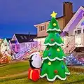 Twinkle Star Christmas Inflatables 7 Feet Xmas Tree with Gift Box Blow Up Indoor Outdoor Home Party Lawn Yard Garden Decorations