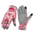 YRTSH Leather Gardening Gloves for Women, Flexible Breathable Garden Gloves,Thorn Proof Working Gloves Touch Screen Gardening Gifts - Medium Pink