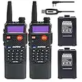 BAOFENG UV-5R 8W Ham Radio BAOFENG Walkie Talkie Long Range with Rechargeable 3800mAh Battery and More 1800mAh Battery 2 Pack with One Cable