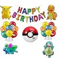 Pokemon Birthday Party Supplies - Anime Pokémon Party Decorations Inclue Birthday Banner, Giant Foil Balloons and Latex Balloons For Boys Girls Game Fans Party Supplies