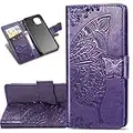 COTDINFORCA Case for iPhone 11 6.1, iPhone 11 Case Embossed Butterfly Flip Card Set Cash Leather Wallet Case PU Body Case Cover for Apple iPhone 11 6.1 inch 2019 SD Flower Butterfly - Deep Purple