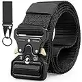 Ceinture Tactique,Ceinture Homme Tactique Militaire en Nylon Réglable avec la Boucle en métal résistante à dégagement Rapide pour Sport Extérieur Pratique et Durable Ceinture,Noir, tailles:49”(125cm)