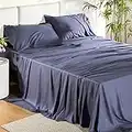 Bedsure 100% Viscose from Bamboo Sheets Set Cooling Bed Sheets Queen Size Grey - Draps Queen Soft and Silky Queen Bed Sheets Deep Pocket Fitted 4 Piece Sheet Set