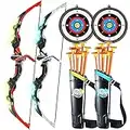 OKKIDY 2 Pack Bow and Arrow for Kids Toys with LED Lights - Archery Set with 2 Bow, 20 Suction Cups Arrows 2 Target and 2 Shoulder-Strapped Quiver Indoor and Outdoor Toys for Boys and Girls