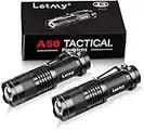 Mini LED Tactical Flashlight, LETMY Super Bright Small Pocket Flashlights with Belt Clip, Zoomable, 3 Modes, Waterproof - Best EDC Flashlight for Gift, Hiking, Camping & Power Outage (2 Pack)