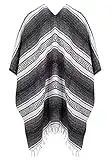 Purity Style Mexikanische Decke Poncho für Erwachsene, Festival Poncho, mexikanisches Kostüm, grau, Einheitsgröße