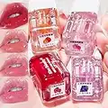 4 PCS Aufpolsterndes Lippenöl-Set, Hydratisierender Schimmer Perlglanz Aufpolsternder Lipgloss Getönter Lippenbalsam Lippenpflege Transparentes Lippenöl, Lip Plumper Extreme Lip Glow Oil