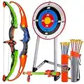 Bow and Arrow for Kids, Archery Toy Set, 2 Bows & 1 Blowing Bow & 12 Arrows & 5 Quivers & Standing Target, Outdoor Toys for Children Boys Girls