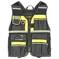 Stanley Fmst1-71181 Veste Porte-Outils Gamme Fatmax - Nombreuses Poches - Bretelles Ajustables - Bandes Réfléchissantes -Doublure en Maille, XL, Jaune/Noir