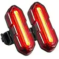 ANSTA USB Ricaricabile LED Bike Light Set, 2 Pack Luminose Luci posteriori della bici LED, Resistente all'acqua, Rosso/Bianco LED Bike Posteriore