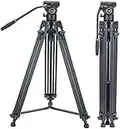 Video Tripod System, Cayer BV30L 72 inch- Professional Heavy Duty Aluminum Twin Tube Tripod, K3 Fluid Head, Mid-Level Spreader, Max Loading 13.2 LB, DSLR Camcorder, Plus 1 Bonus Quick Release Plate