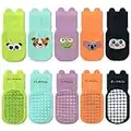 FedMois 5 paia calzini antiscivolo in cotone bimbi bambini motivi animali, Panda, 1-3 anni