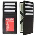 Mens Leather Magic Wallet ID Window Credit Cards Clip Money Holder Bifold Black