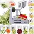 Brieftons 10-Blade Vegetable Spiralizer: Strongest-Heaviest Spiral Slicer, Best Veggie Pasta Spaghetti Maker for Low Carb, Paleo, Gluten Free Meals, with Blade Caddy, Container, Lid & 4 Recipe Ebooks