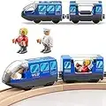 Yuning Locomotiva ad Azione a Batteria, Treno Elettrico per Bambini, Rail Treno passeggeri, Auto Giocattolo da Pista, Regalo Giocattolo Educativo, Età Raccomandata 3+ Anni, Compatibile BRIO, Blu