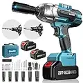 SeeSii Brushless Power Impact Wrench, Cordless, 1/2 inch Max High Torque 479 Ft-lbs(650Nm), 3300RPM w/ 2x 4.0 Battery, 6 Sockets,9 Drill,6 Screws for Car Home, WH700