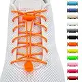 BENMAX SPORTS - Lacci senza legatura, elastici in gomma, chiusura rapida, elastici, accessori per scarpe per bambini, 1 paio, 120 cm, 12 colori vivaci (1 paio, arancione fluo)