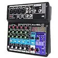6 Channel Audio Mixer - Portable Digital Line Mixer Console Build-in 24 DSP Effects BT Function 48V Phantom Power for Karaoke Streaming by YOUSHARES