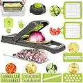 FUKTSYSM Mandoline Slicer - Newest Design Vegetable Chopper, 15 in 1 Mandoline Slicer Adjustable Vegetable Cutter, Vegetable Cutter with Julienne Grater Include Clean Brush and Hand Guard