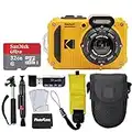 Kodak PIXPRO WPZ2 Digital Camera + 32GB microSDHC Card + Black Point & Shoot Case + Floating Wrist Strap for Underwater/Waterproof Cameras + Accessories (Yellow)