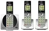 VTech DECT 6.0 Three Handset Cordless Phone with CID, Backlit Keypads and Screens, Full Duplex Handset Speakerphones, Call Block Silver/Black