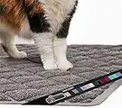 The Original Gorilla Grip 100% Waterproof Cat Litter Box Trapping Mat, Easy Clean, Textured Backing, Traps Mess for Cleaner Floors, Less Waste, Stays in Place for Cats, Soft on Paws, 35x23 Gray