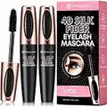 Neenoxtub Waterproof Mascara, Mascara Voluminous, Mascara Waterproof, My Amazing Lashes Mascara, Mascara 4D, 4D Silk Fiber Lash Mascara, Long Lasting, Smudge-Proof, Hypoallergenic Formula 2 Pack