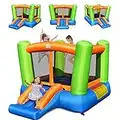 COSTWAY 2 en 1 Château Gonflable en Forme de Colonne avec Toboggan Large, Parc Gonflable Enfants avec Zone de Saut, Trampoline Intérieur Extérieur de 3-10 Ans, 250 x 197 x 143 cm (sans Gonfleur)…