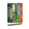 Six Most Popular Hem Incense Scents of All Time, 120 Sticks Total, with Free Burner - 20 Sticks Each of Dragon's Blood, Frankincense & Myrrh, Patchouli, Precious Lavender, First Rain, and White Sage