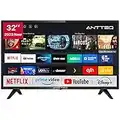 Antteq AV32 Fernseher 32 Zoll (80 cm) Smart TV mit Netflix, Prime Video, Rakuten TV, DAZN, Disney+, YouTube, UVM, WiFi, Triple-Tuner DVB-T2 / S2 / C, Dolby Audio