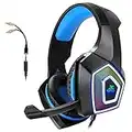 WINTORY Casque Gamer V1 Micro Casque Gaming PC PS4 Headset Filaire avec Microphone Basse Stéréo LED Lumière Contrôle Volume Ultralight Antibruit pour PC PS4 PS5 Xbox One Switch Laptop Mac