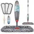 Spray Mop for Floor Cleaning, Domi-patrol Microfiber Floor Mop Dry Wet Mop Spray with 3 Washable Mop Pads & 635ML Refillable Bottle, Dust Cleaning Mop for Hardwood Laminate Tile Floors, Gray